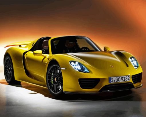 Yellow Porsche 918 Spyder Car Diamond Painting