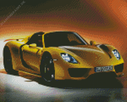 Yellow Porsche 918 Spyder Car Diamond Painting