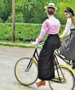 Young Women On Bicycle Diamond Painting