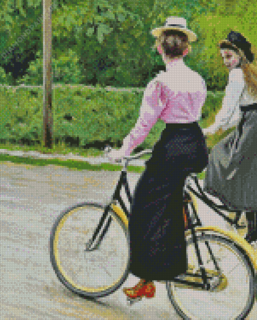 Young Women On Bicycle Diamond Painting