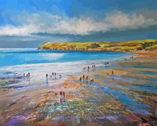 Abstract Polzeath Beach Cornwall Diamond Painting