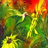 Abstract Sunflowers With Hummingbird Diamond Painting