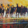 Abstract Horses Running In Water Diamond Painting