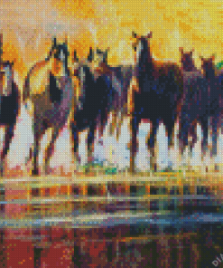 Abstract Horses Running In Water Diamond Painting