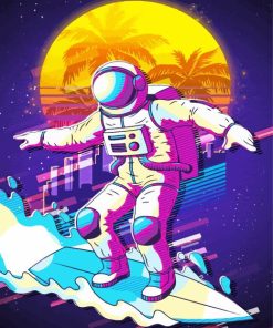Astronaut Surfing Pop Art Diamond Painting