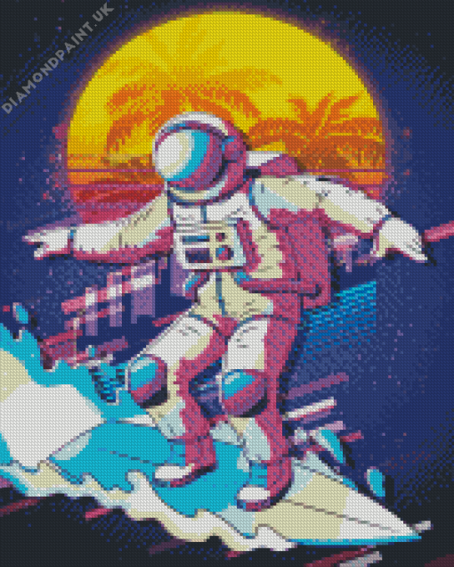 Astronaut Surfing Pop Art Diamond Painting