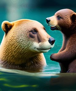 Baby Otter And Bear Diamond Painting