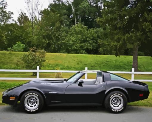 Black 82 Corvette Car Diamond Painting