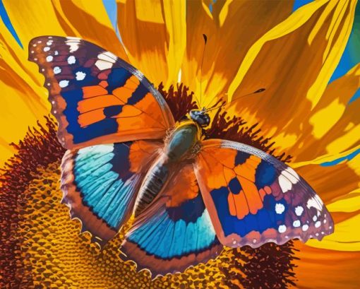 Butterfly On A Sunflower Diamond Painting