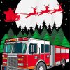 Christmas Fire Truck Diamond Painting