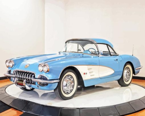 Cyan 1960 Corvette Diamond Painting