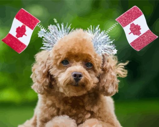 Dog And Canada Flag Diamond Painting