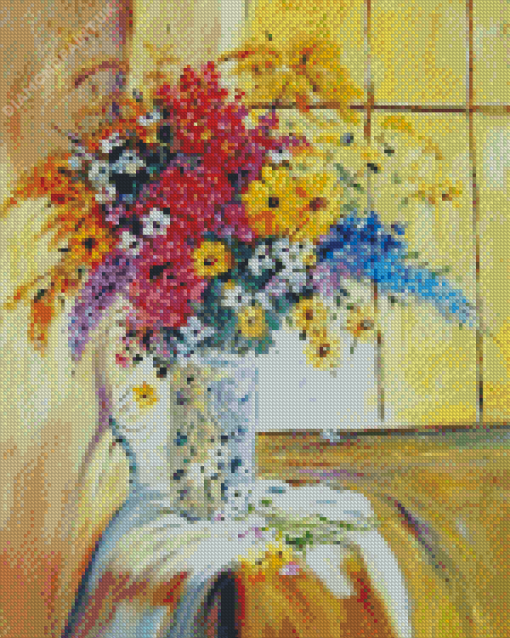 Flowers In Vase On Chair Diamond Painting