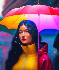 Girl And Umbrella Diamond Painting