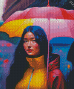 Girl And Umbrella Diamond Painting