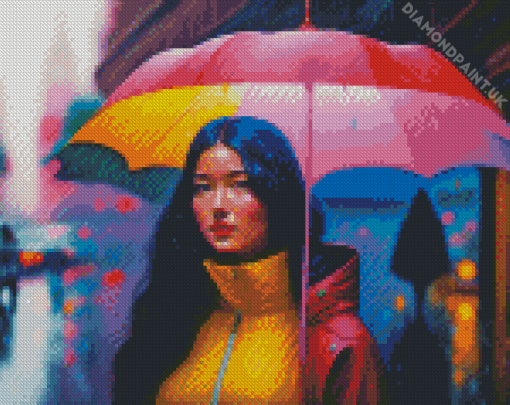 Girl And Umbrella Diamond Painting