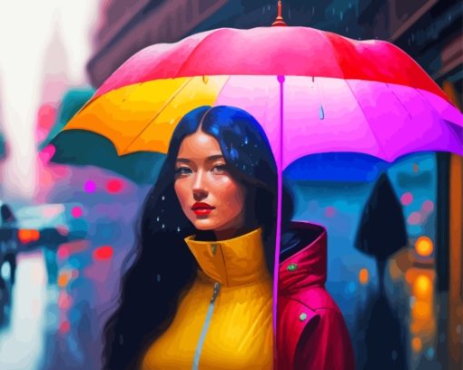 Girl And Umbrella Diamond Painting