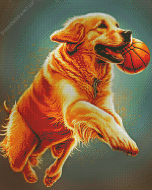 Golden Retriever And Basketball Diamond Painting