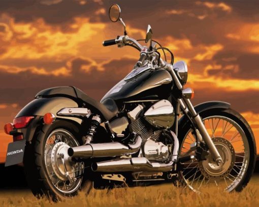 Honda Shadow At Sunset Diamond Painting