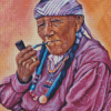 Navajo Woman Smoking Pipe Diamond Painting