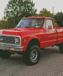 Red 1972 Truck Diamond Painting