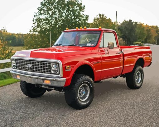 Red 1972 Truck Diamond Painting