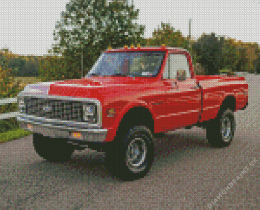 Red 1972 Truck Diamond Painting