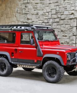 Red Land Rover Defender 90 Diamond Painting