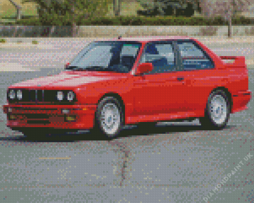 Red Bmw E30 Car Diamond Painting