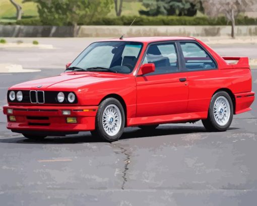 Red Bmw E30 Car Diamond Painting