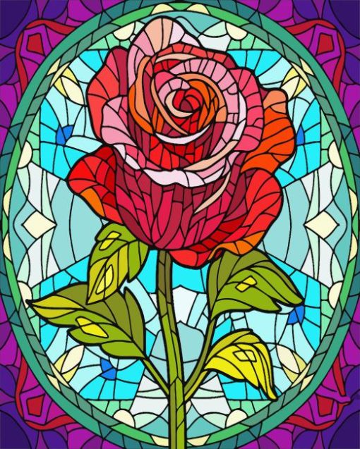 Rose With Stained Glass Diamond Painting