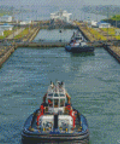 Ship In Panama Canal Diamond Painting