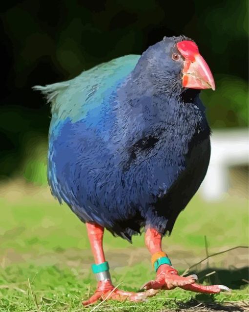 Takahe Walking On Grass Diamond Painting