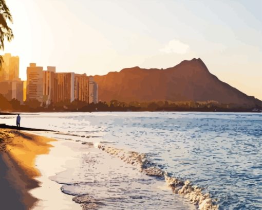 Waikiki Beach At Sunset Diamond Painting