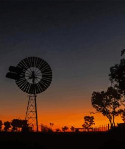 Western Windmill Silhouette Diamond Painting