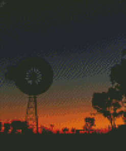 Western Windmill Silhouette Diamond Painting