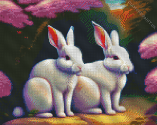 White Bunnies Diamond Painting