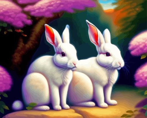 White Bunnies Diamond Painting