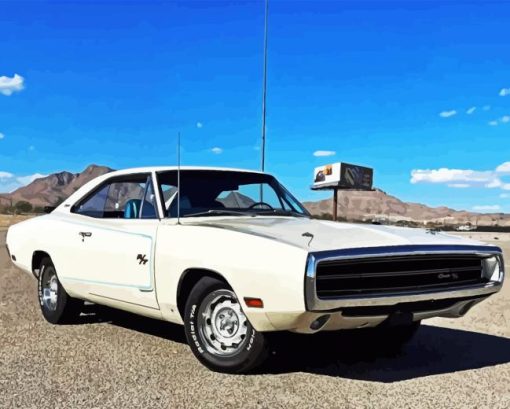 White Charger Rt 1970 Diamond Painting