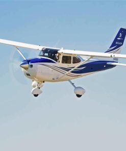 White Blue Cessna Plane Diamond Painting