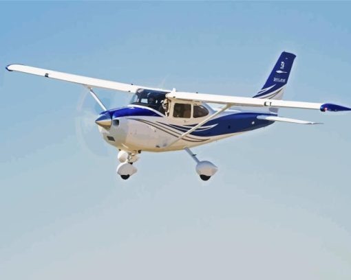 White Blue Cessna Plane Diamond Painting