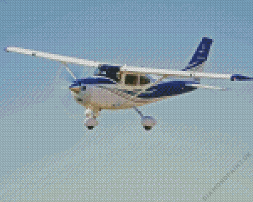 White Blue Cessna Plane Diamond Painting