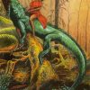 Woman And Big Iguana Art Diamond Painting