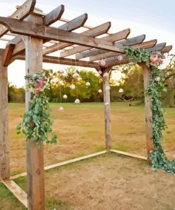 Wooden Pergola With Flowers Diamond Painting