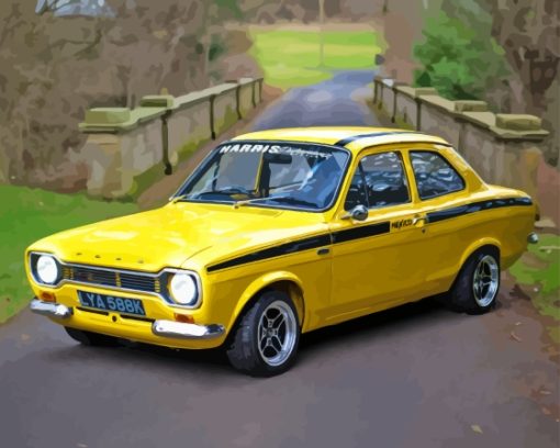 Yellow Ford Escort Mexico Diamond Painting