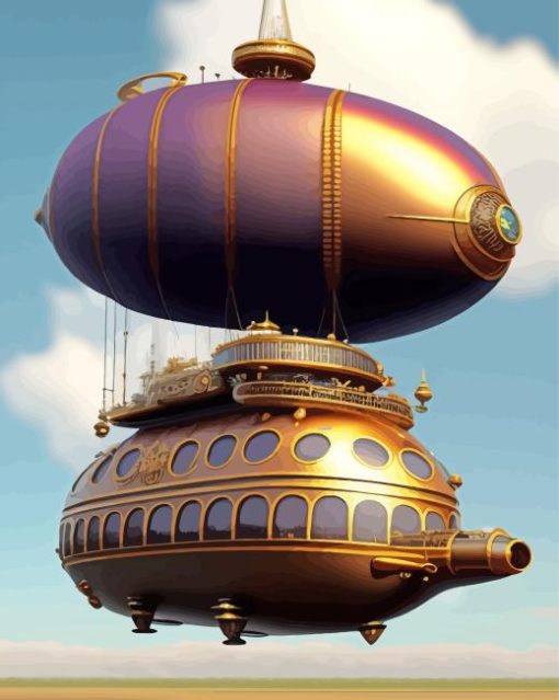 A Steampunk Airship Diamond Painting