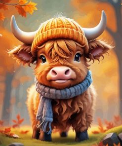 Autumn Highland Cow Baby Diamond Painting