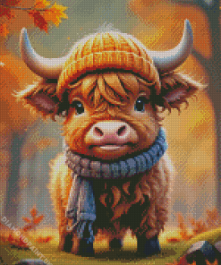 Autumn Highland Cow Baby Diamond Painting