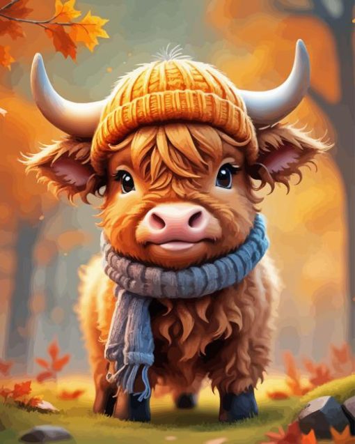 Autumn Highland Cow Baby Diamond Painting