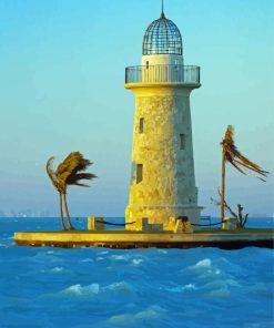 Biscayne Bay Boat Lighthouse Diamond Painting